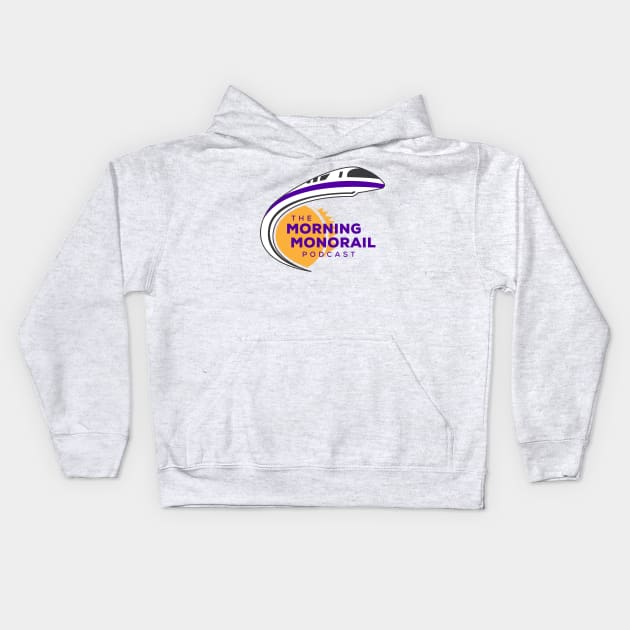 Morning Monorail Dark Logo w/ Overlapping Text Kids Hoodie by MorningMonorail